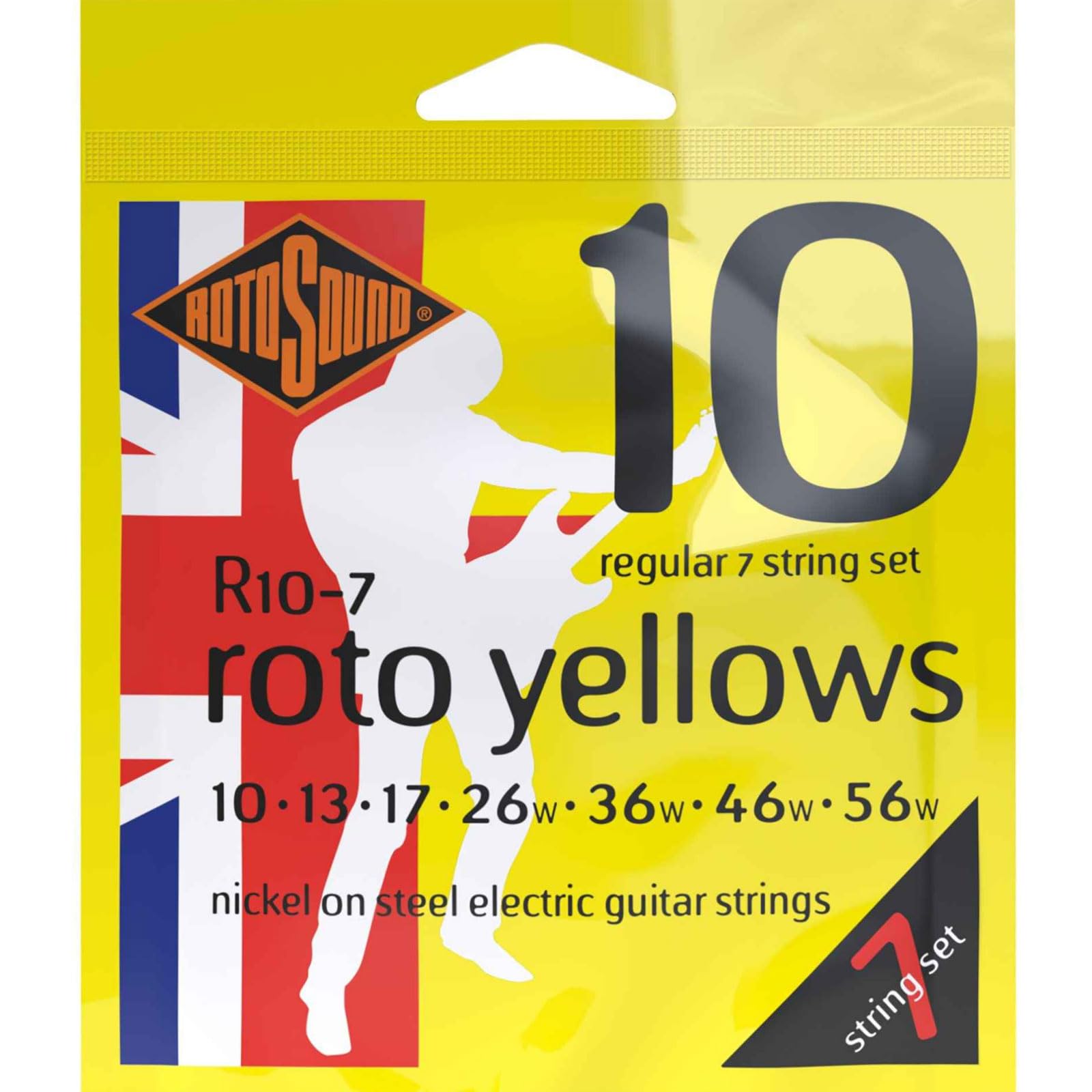 Rotosound Strings for E‑Guitar Roto Nickel Plated 7‑string YELLOWS R10‑7 Regular 10‑56