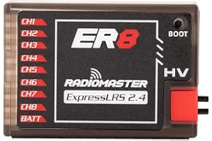 Radiomaster ER8 8CH PWM CRSF ExpressLRS Receiver 2.4Ghz 100mw Dual Antenna for Fixed-Wing Aircraft