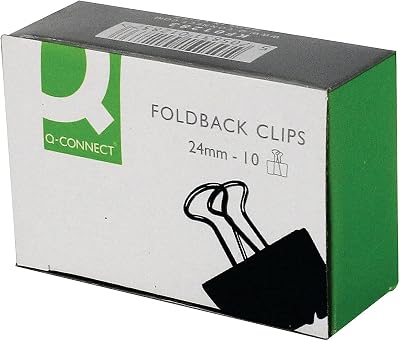 Q-Connect Foldback Clip 24mm Black Pack of 10 KF01283