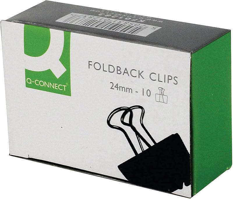 Q-Connect Foldback Clip 24mm Black Pack of 10 KF01283