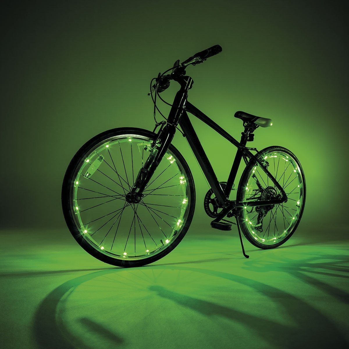 Front, Back AND both Wheel lights AND FREE credit card folding knife from Camp Luna Lover (Green)