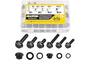 IEAWISL Flanged Hex Bolts, 256PCS Flanged Hex Head Bolts Flange Hexagon Screws, Class 10.9 Alloy Steel Hex Head Screws Bolts, Nuts, Flat & Lock Washers Thread, Metric M6-1.0, M8-1.25(12mm to 30mm)