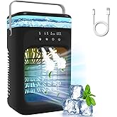 Mini Air Conditioner with 1000ML Tank, Portable Evaporative Air Cooler Fan – 3 Speeds, Timer, LED Light – Quiet Cooling AC Un