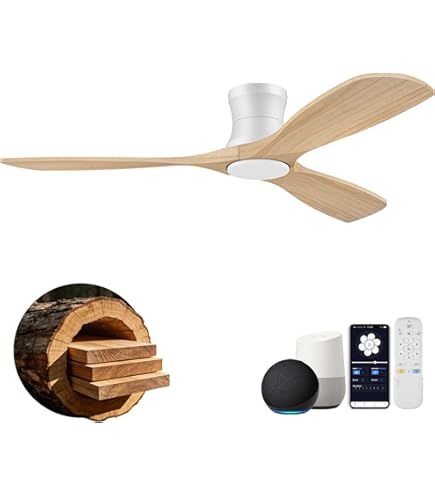 Livory 52” Wood Smart Low Profile Ceiling Fan with Lights Remote
