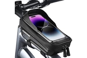 Funhang Bike Bag Phone Front Frame Bag, EVA Waterproof Bicycle Bag with TPU Touch Screen for Road Bike Electric Mountain Bike, Sturdy and Lightweight Top Tube Bag Compatible with Phones Below 6.9"