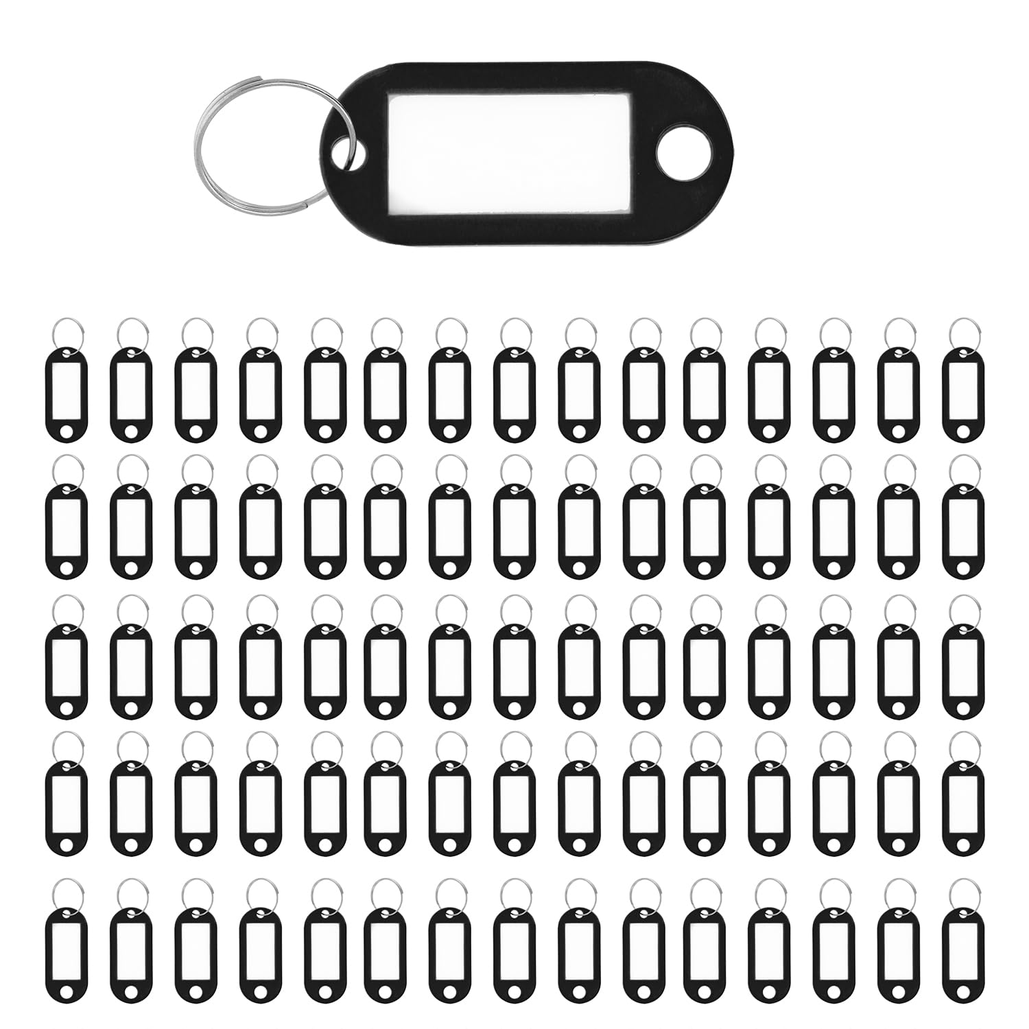 Westcott key tags 100 pieces | 100 pack of robust tags for labelling keys with exchangeable labels | With metal ring and in the color black | E-10650 00