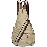 KL928 PU Leather Sling Bag - Small Crossbody Backpack Shoulder Casual Daypack Rucksack for Men Women
