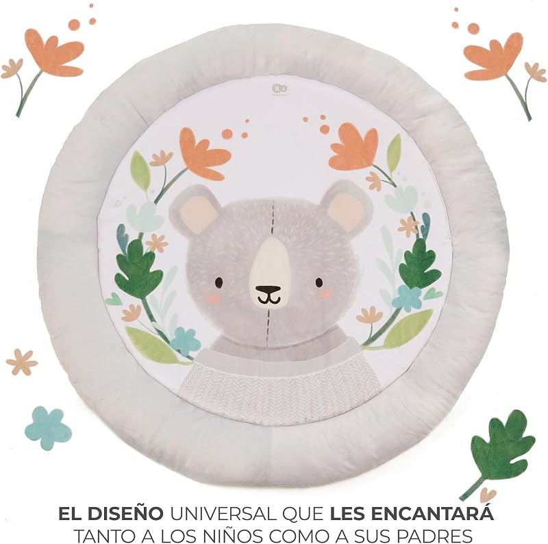 COZYPLAY Gimnasio para bebé, Alfombra para niños, Tapete de Peluche con Juguetes, Juguetes Que activan, 2 Arcos Blandos, Puede Lavar a máquina, Gris