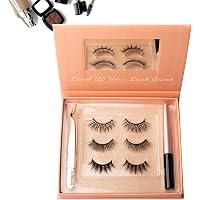 Magnetic Eyelashes with Eyeliner Kit - 3D Magnetic Eyelashes Kit with 3 Pairs Reusable False Eyelashes Natural Look…