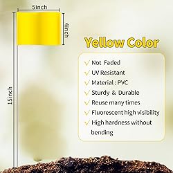 Zozen 50Pack Yellow Marking Flags, Writable/15x4x5