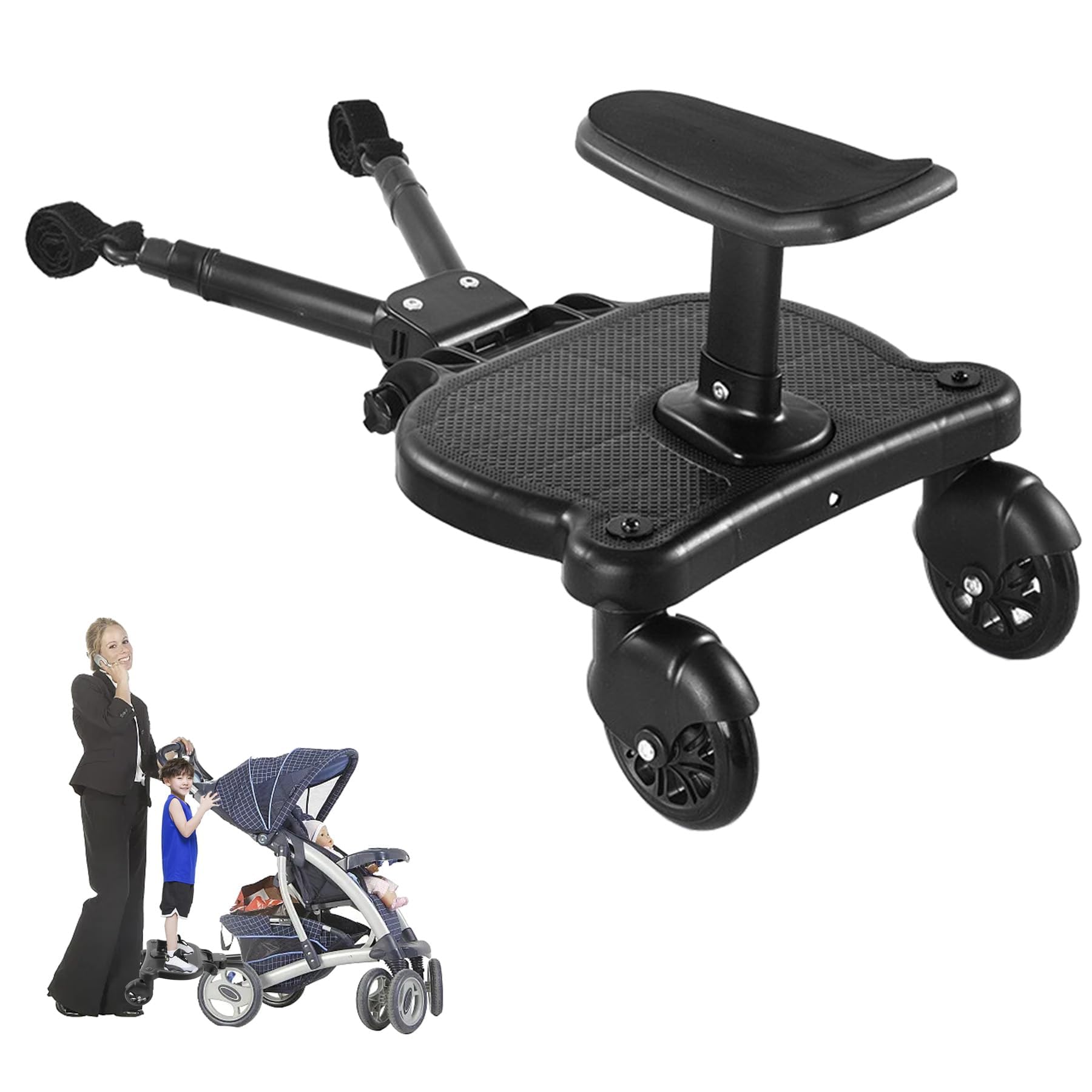 Photo 1 of 2025 New-Universal Stroller Board with Detachable Seat, 2in1 Sit and Stand Stroller Glider Board for Most Strollers, Holds Children Up to 55 LBs Stroller Connectors Standing Board