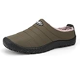 UBFEN Mens Womens Winter Warm Slippers with Fuzzy Plush Lining Slip on House Shoes Indoor Outdoor Anti-Skid Rubber Sole