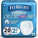 FitRight Adult Incontinence Underwear, Heavy Absorbency, XX-Large, 68-80 (20 Count)