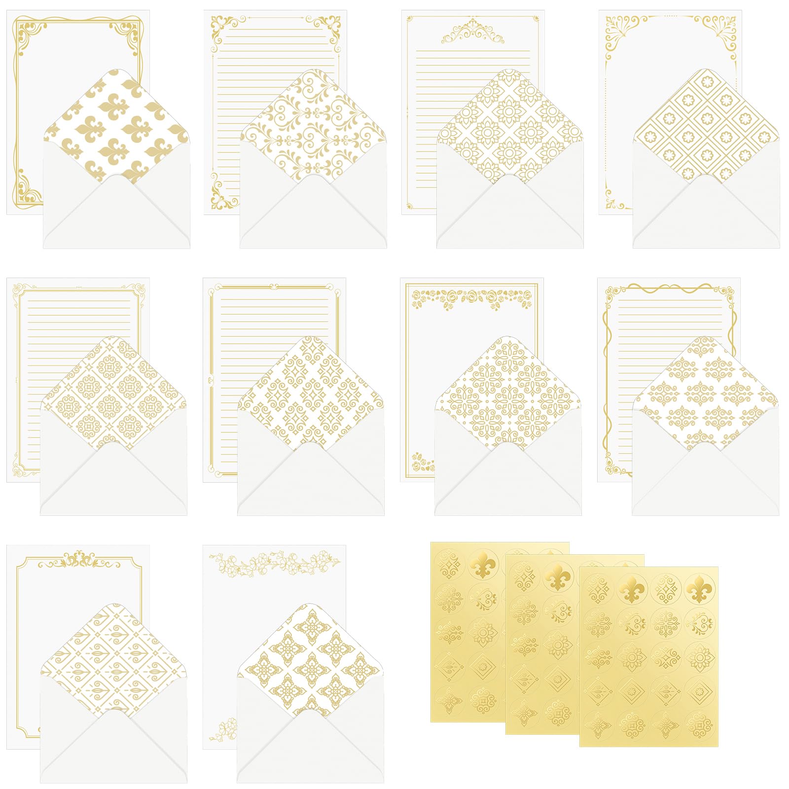 WSICSE 240 Piece Stationery Set - Vintage Letter Paper, Envelopes & Stickers For Letter Writing (Gold) - View #13
