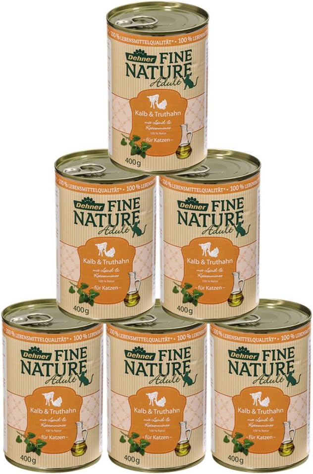 Dehner fine nature Food Grade Calf and Turkey Cat Food Adult 6 x 400 g (2400 g) - Image 3