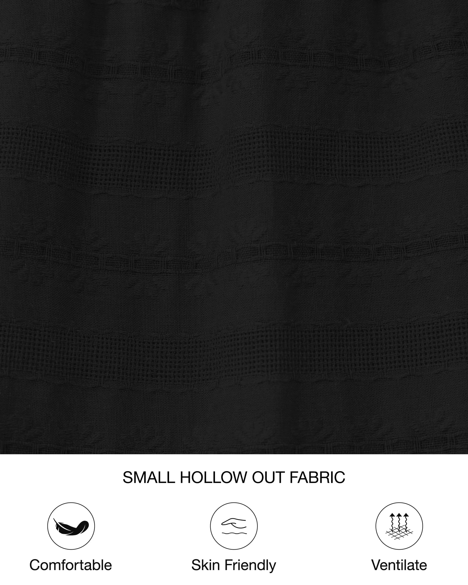 BTFBM Womens Summer 2025 Casual Midi Maxi Dresses Lightweight Short Sleeve V Neck Elastic Waist Boho Beach Dress Pockets(Black, Medium) - Image 5