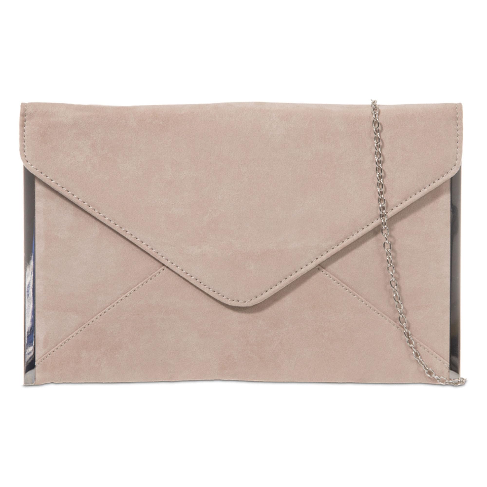 fi9® PLAIN SUEDE ENVELOP STYLE BRIDAL WEDDING EVENING CLUTCH PARTY PURSE HAND BAG (Nude)