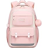 CYOQX School Backpack for Girls Cute Backpack Elementary Middle School High School Teenage Girls Schoolbag (Pink)