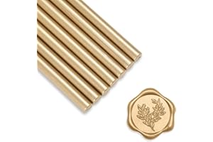 UNIQOOO Mini Glue Gun Sealing Wax Sticks for Wax Seal Stamp - Metallic Gold Prosecco, Great for Wedding Invitations, Christma