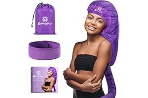 AMZPIC Bonnet Hair Dryer Attachment - Bonnet Hood Dryer with Headband That Reduces Heat Around Ears and Neck, Use for Hair Styling, Hair Drying, Curling and Deep Conditioning (Purple)