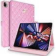 Changjia for iPad Pro 11 inch Case 2022(4th Gen)/2021(3rd Gen)/2020(2nd Gen)/2018 (1st Gen),Cute Crown Bling Diamond PU Leather Smart Auto Sleep/Wake Stand Shockproof Cover for iPad Pro 11 Inch (Pink)