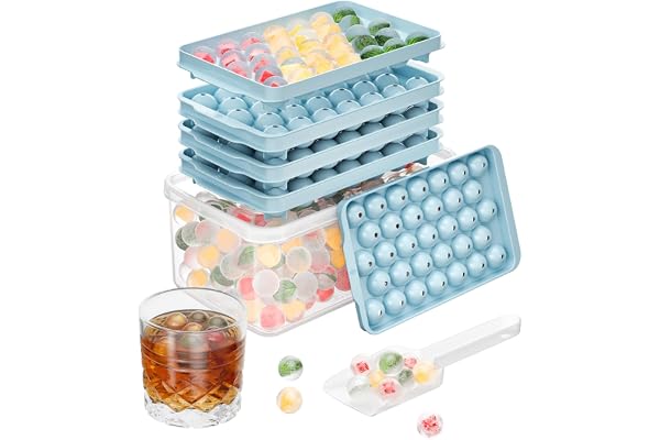 Optish 3 Pack Ice Trays for Freezer, 99 PCS Ice Cube Tray with Lid and Bin, Round Ice Cube Trays for Freezer, Circle Ice Cube