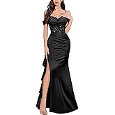 Miusol Women's Sexy Off Shoulder Sequin Lace Wedding Bridesmaid Party Long Dress