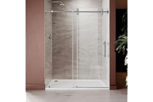 UNIKOO 66"- 72" W×76" H Frameless Stainless Steel Sliding Shower Door in Brushed Nickel with 3/8" (10mm) Certified Tempered Clear Glass. The King Series UKS04-7276-BN
