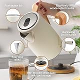 VonShef Fika Kettle & Toaster Set Nordic Cream Wood 1.7L 3000W 4-Slice view 3