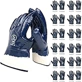 Oil Resistant Gloves for Men & Women, Fuel Hauler Glove for Truck Drivers, Blue Nitrile Coated Bulk (6 & 12 Pairs, Medium)
