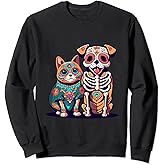 Halloween Dia de los Muertos Sugar Skull Skeleton Dogs & Cat Sweatshirt