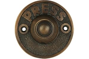 A29 Oil Rubbed Bronze Doorbell Button – 2 1/2" x 2 1/2" – Vintage Decorative Style Push Button in Brass with Recess Mount – Antique Finish, Wired for Two-Wire Chimes, Weather Resistant, DIY Install