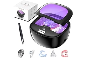 BEKOMIYA Ultrasonic Retainer Cleaner, 45kHz Dental Cleaning Pod for Dentures, Aligners, Night Guards & Jewelry, 150ML Denture Cleaner 2 Timed Modes & Travel Design