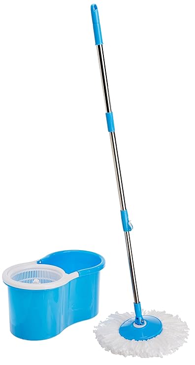 Houseables 360 Degree Spin Mop with 2 Microfiber Heads (Color May Vary)