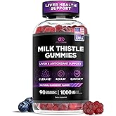 Effective Nutra Milk Thistle Gummies | Sugar-Free Milk Thistle Extract 1000mg for Liver Detox & Antioxidant Support | Vegan, Gluten-Free| 45-Day Supply, Natural Berry Flavor, Made in USA (90 Count)