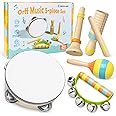 Musical Instruments for Toddlers, Commodum Wooden Percussion Instruments Set, Neutral Colors Modern Boho Music Toys for 3 Year Old Kids Boys Girls, Preschool Birthday Christmas Montessori Toys Gifts