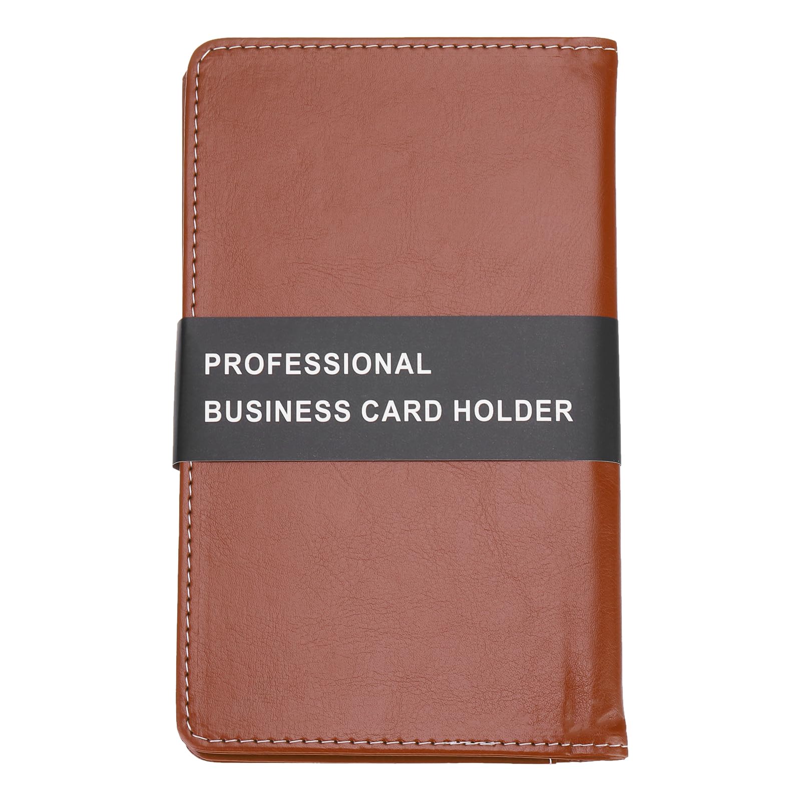 PATIKIL Leather Business Card Holder, Professional Business Card Book Organizer Name Card Book Holder 240 Card Capacity for Different Cards, Brown