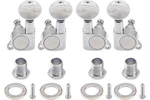 4Pcs Yootones Ukulele Tuner Tuning Pegs Keys 2L2R Machine Heads Set Compatible with 4 String Ukulele Guitar (White Pearl)