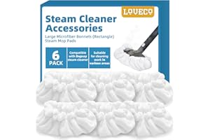 LOVECO 6 Pack Large Bonnets (Rectangle) Steam Mop Pads Compatible with Dupray Steam Cleaner & awasky Steam Cleaner, etc, Reusable Washable Universal Steam Cleaner Accessories for Multi-Surface