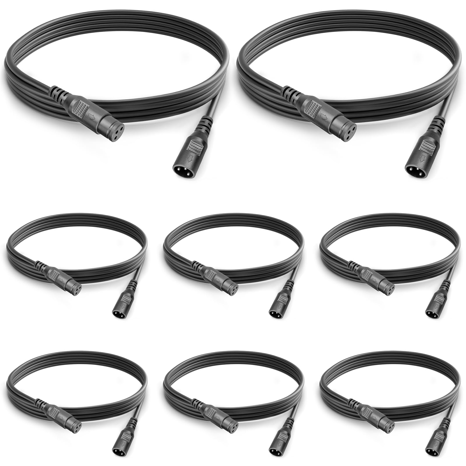 wecan 8 Packs Dmx Cables Dmx to XLR Signal Connection with 3 Pin Connector, Short Dmx Cable 6ft 2m XLR Patch Cables XLR Male to XLR Female Dmx Wire for Stage Lighting