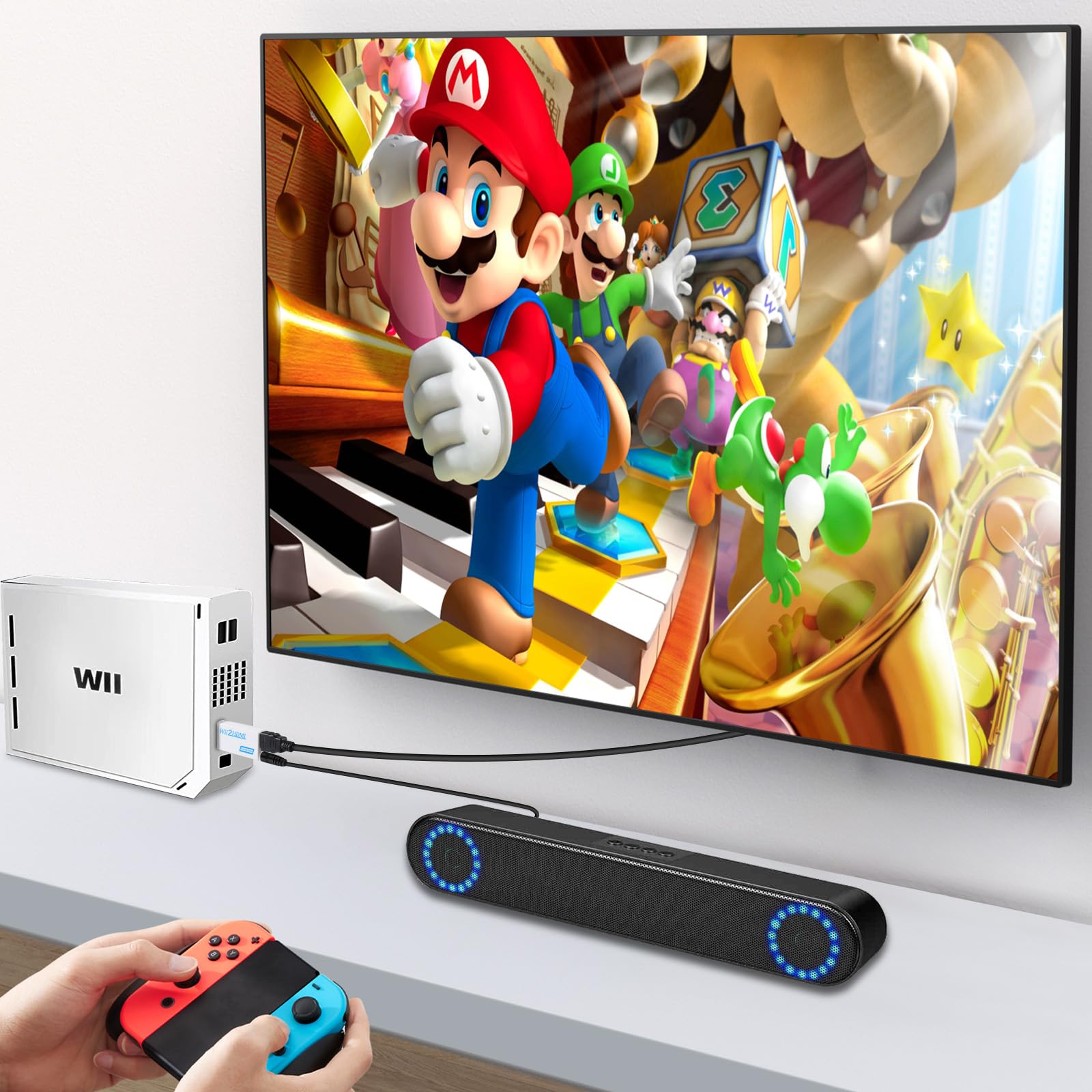 Herfair Wii to HDMI Adapter, 1080P HDMI Converter for Nintendo Wii/Wii U to Smart TV, Supports All Display Modes with 3.5mm Audio Jack Wii2HDMI Video Connector to HDTV (Plug & Play)