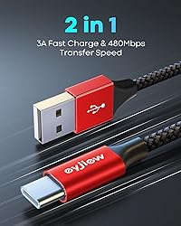 eyjiew USB C Cable 1.5FT [3Pack], Short USB A to
