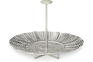 �鶹�� Basics Extendable Steamer Basket for Vegetables, Dumplings and Seafood, Expands from 14.22 to 23.5 cm, Stainless Steel