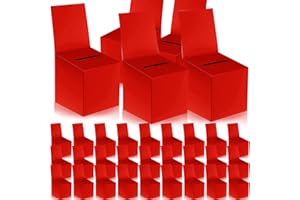 zzhxkjhky 30 Pack Raffle Boxes Ballot Box Suggestion Box with Slot, 6 x 6 x 6 Inch Cardboard Raffle Boxes with Slot for Ticket and Removable Header for Collecting Business Card Voting Contest (Red)