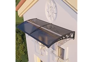 DAWNINGHOMM Awning for Door Entrance with Drainage, 60x80 Inch Awnings for Patio, Durable Polycarbonate Window Awnings Exterior, UV Rain Snow Protection Canopy for House, Porch, Patio, Deck