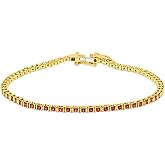 Shineadime 2mm Round Cut Channel Set Simulated Birthstone Women's Bar Setting Tennis Bracelet 7" Inch