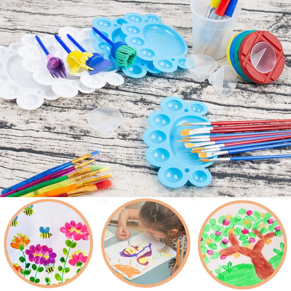 BigOtters Painting Tool Kit, 34Pcs Paint Supplies Include Paint Cups with Lids Palette Tray Multi Sizes Paint Pen Brushes Set for Kids Gifts School Prizes Art Party: Home & Kitchen