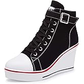 Women's Canvas High-Heeled Shoes Fashion Sneakers Casual Shoes for Walking Platform Wedges Pump Shoes