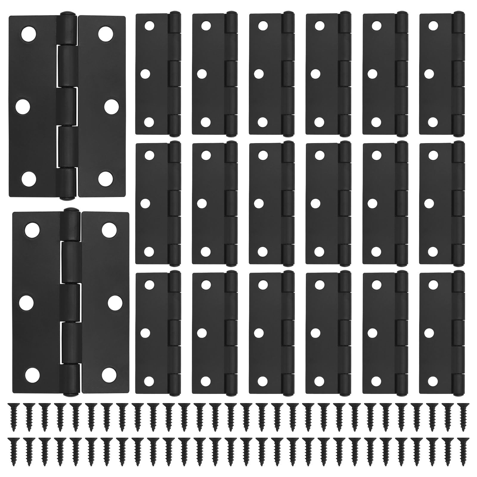 JJWNMLL Black Door Hinges 20 pcs - 75mm (3 Inch) Cupboard Door Hinges with 120 pcs Black Screws Door Hinge Internal for Home Furniture Wooden Door Hinge — image 1