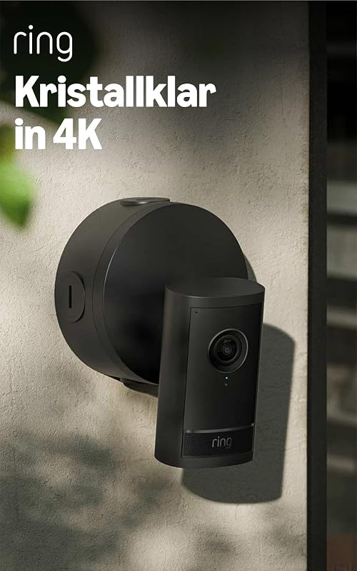 Outdoor Camera 4K Pro, Außenkamera mit PoE-Adapter (neueste Generation), Sicherheitskamera, Retinal 4K, bis zu 10x-Zoom, Radarerfassung, 30 Tage Gratiszeitraum für Ring-Abonnement